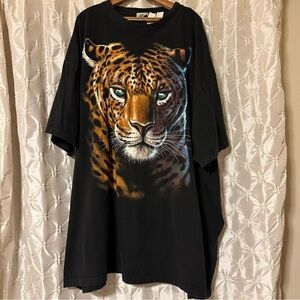 Liquid Blue 1998 VTG Tiger Full Print Vintage T Shirt Tee Black Leopard